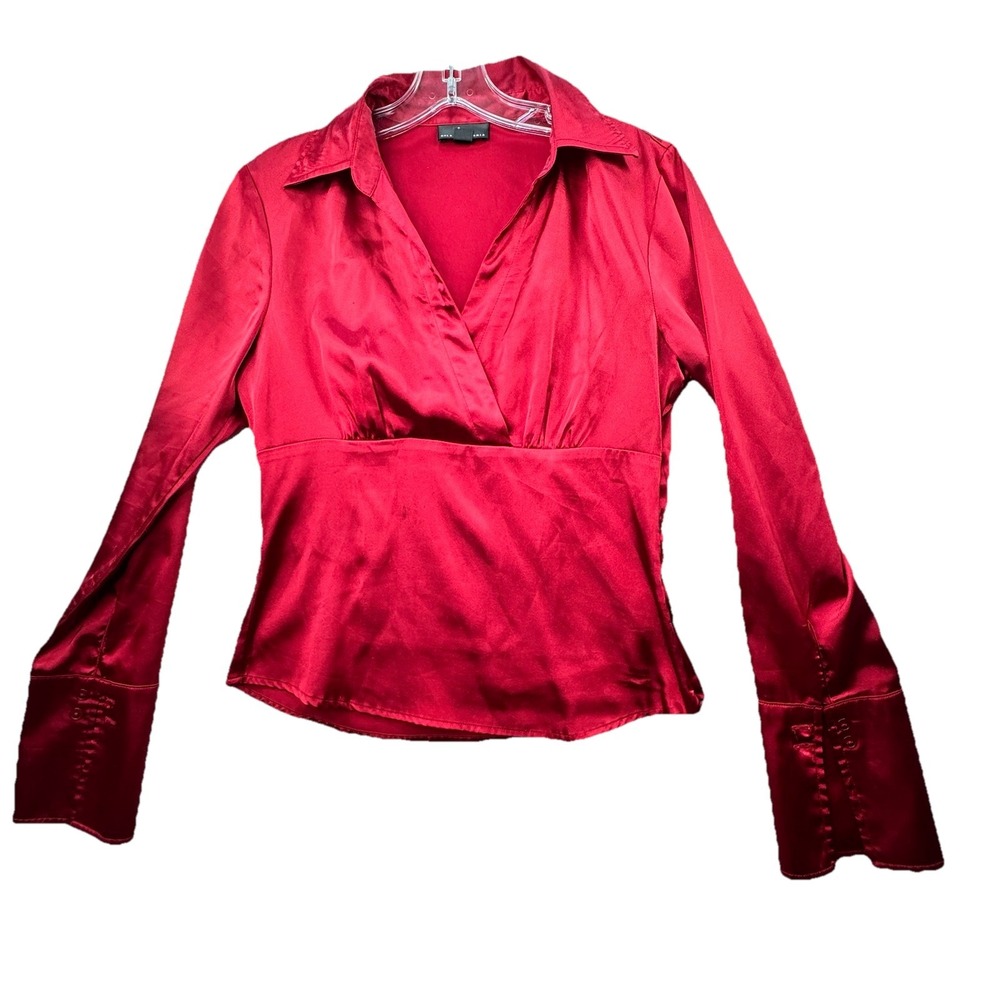 VTG Y2K Iz Byer Red Satin Babydoll Top Size Medium Fairy‎ Goth Whimsigoth